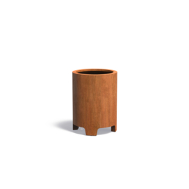 Cortenstaal plantenbak rond met poten- cilindervorm Ø60xH80 cm