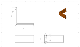 Cortenstaal keerwand buitenhoek 500x500x200 mm