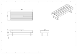 Cortenstaal tuinbank 'Ebra' met leuning 2300x990x800 mm