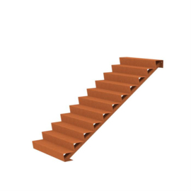 Trap van Cortenstaal met 11 treden B1250 x D2640 x H1870 mm