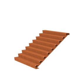 Trap van Cortenstaal met 9 treden B2000 x D2160 x H1530 mm