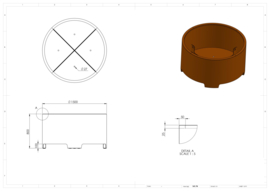 Cortenstaal plantenbak rond met poten- cilindervorm Ø150xH80 cm