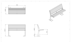 Cortenstaal tuinbank 'Libra' 1500x573x1107 mm