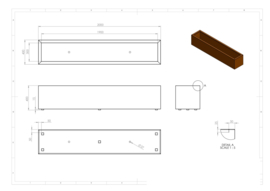 Cortenstaal plantenbak rechthoekig L200xB40xH40 cm