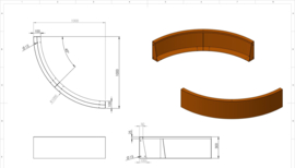 Cortenstaal keerwand buitenhoek 1000x1000x300 mm