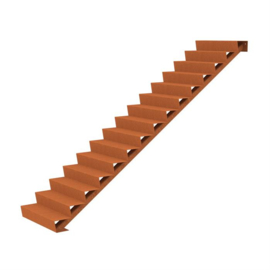 Trap van Cortenstaal met 15 treden B1000 x D3600 x H2550 mm