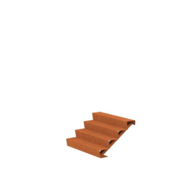 Trap van Cortenstaal met 4 treden B1250 x D960 x H680 mm