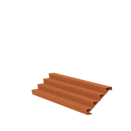 Trap van Cortenstaal met 4 treden B3000 x D960 x H680 mm