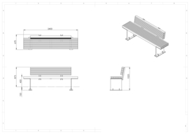 Cortenstaal tuinbank 'Dolan' 2300x670x1023 mm