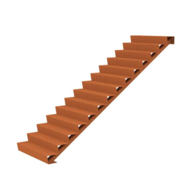 Trap van Cortenstaal met 14 treden B1250 x D3360 x H2380 mm