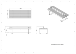 Cortenstaal tuinbank 'Dolan' 2300x890x800 mm