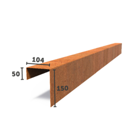 Cortenstaal Overzet Profiel 10 stuks a 2300x104x150  (23 m lengte)