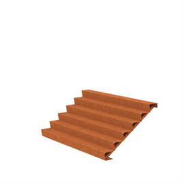 Trap van Cortenstaal met 6 treden B3000 x D1440 x H1020 mm