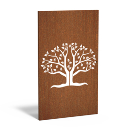 Cortenstaal sfeerpaneel 'Tree III' 1100x50x1800