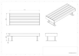 Cortenstaal tuinbank 'Ebra' 2300x990x600 mm