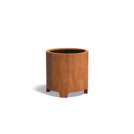 Cortenstaal plantenbak rond met poten- cilindervorm Ø80xH80 cm