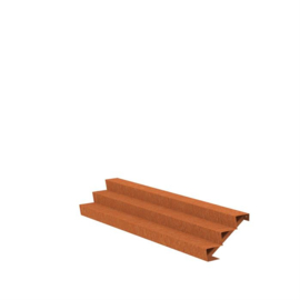 Trap van Cortenstaal met 3 treden B3000 x D720 x H510 mm