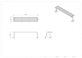 Cortenstaal tuinbank 'Libra' 2300x440x620 mm