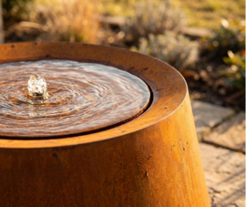Watertafel 'Magma' cortenstaal Ø120xH40 cm  incl. ledverlichting & pomp