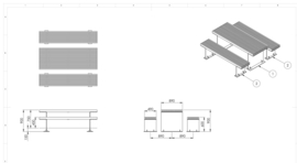 Cortenstaal picknickset 'Javier' 2400x890x900 mm