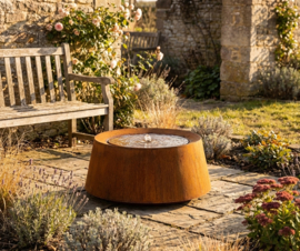 Watertafel 'Magma' cortenstaal Ø100xH40 cm  incl. ledverlichting & pomp