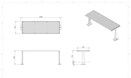 Cortenstaal tuinbank 'Libra' 2300x790x900 mm