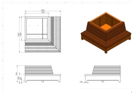 Aluminium plantenbank 'Acorus' 2037x2037x944 mm