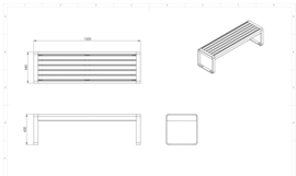 Cortenstaal tuinbank 'Artha' 1500x440x430 mm