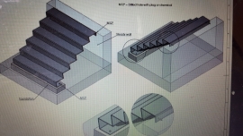 Trap van Cortenstaal met 3 treden B1500 x D720 x H510 mm