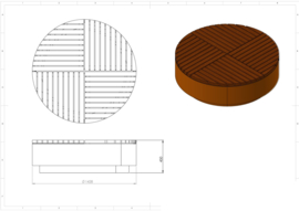 Cortenstaal hocker rond met hardhouten zitting 1430x450 mm