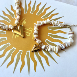 ARMBAND LOVE & SHELLS BEIGE -  GOLD PLATED