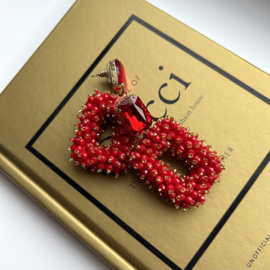 STATEMENT OORBELLEN ROOD - GOLD PLATED