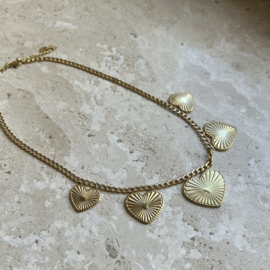 KETTING MET HARTJES BEDELS - GOLD PLATED