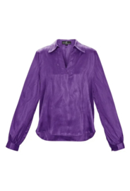 SATIJNEN BLOUSE MET PRINT - PAARS