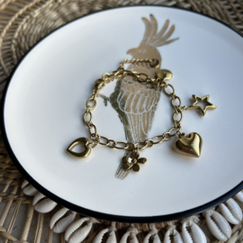 BEDEL ARMBAND HART, STER & BLOEM- GOLD PLATED