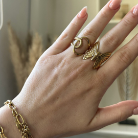 VERSTELBARE RING VLINDER - GOLD PLATED