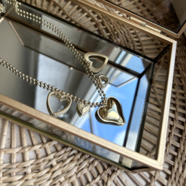 KETTING MET HARTJES BEDELS OPEN - GOLD PLATED