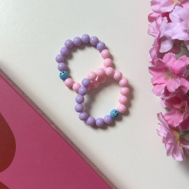 KINDER ARMBANDJE SMILEY - PAARS/ROZE KIDS
