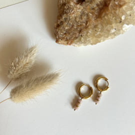 OORBELLEN ROZE STEENTJES - GOLD PLATED