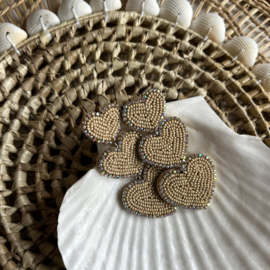 STATEMENT OORBELLEN HARTJES - BEIGE