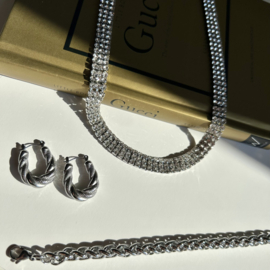 KETTING MET STEENTJES  - STAINLESS STEEL
