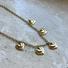KETTING MET HARTJES BEDELS - GOLD PLATED