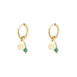 OORBELLEN SHELL & STONE - GOLD PLATED