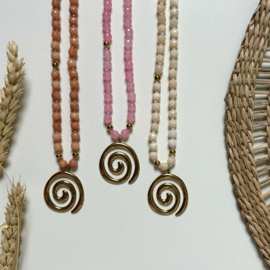 KETTING NATUURSTENEN SWIRL - ROZE