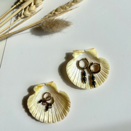 OORBELLEN ZWARTE STEENTJES - GOLD PLATED
