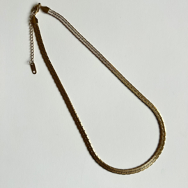 KETTING MET BREDE SCHAKEL  - GOLD PLATED