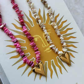 KETTING LOVE & SHELLS BEIGE - GOLD PLATED