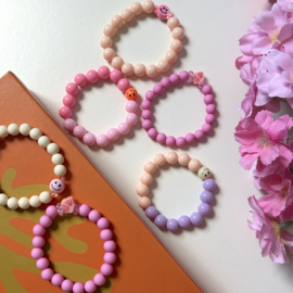 KINDER ARMBANDJE SMILEY - PAARS/CRÈME KIDS