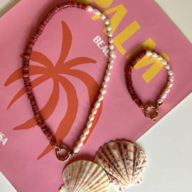 KETTING PARELMOER DUO - GOLD PLATED