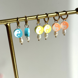 OORBELLEN YIN YANG GEEL - GOLD PLATED